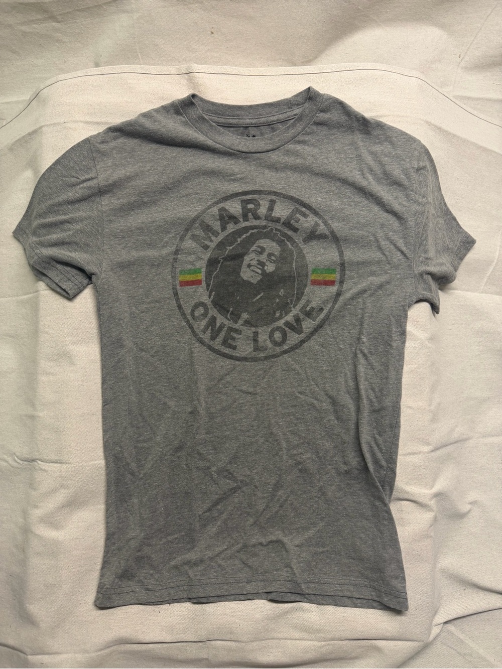 Zion Rootswear Gray 'One Love' Graphic Tee with Rasta Accents